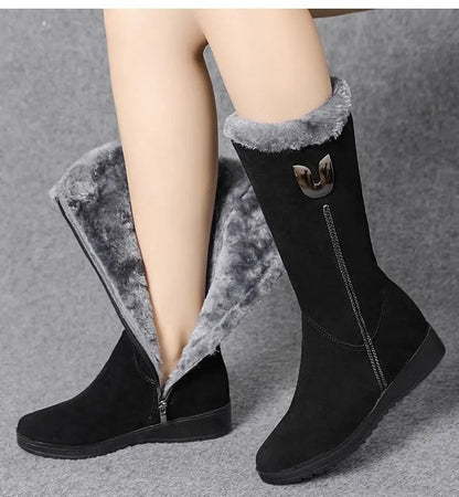 Women’s High Winter Boots Flat Solid Design