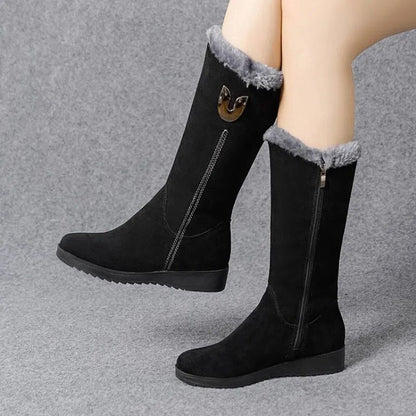 Women’s High Winter Boots Flat Solid Design