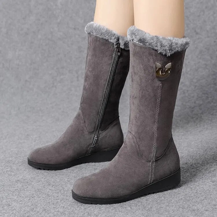 Women’s High Winter Boots Flat Solid Design