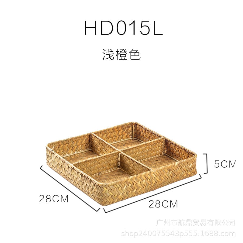 Drawer Organizer with 4 Compartments Woven Seagrass Kitchen Utensil Storage Tray - Image 4