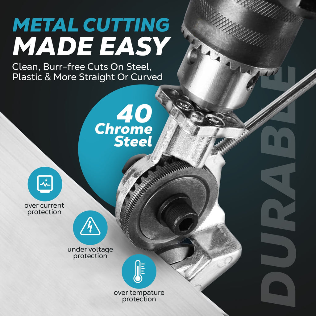 Drill Metal Cutter Attachment with Dual Cutting Wheels for Sheet Tool Blade - Image 2