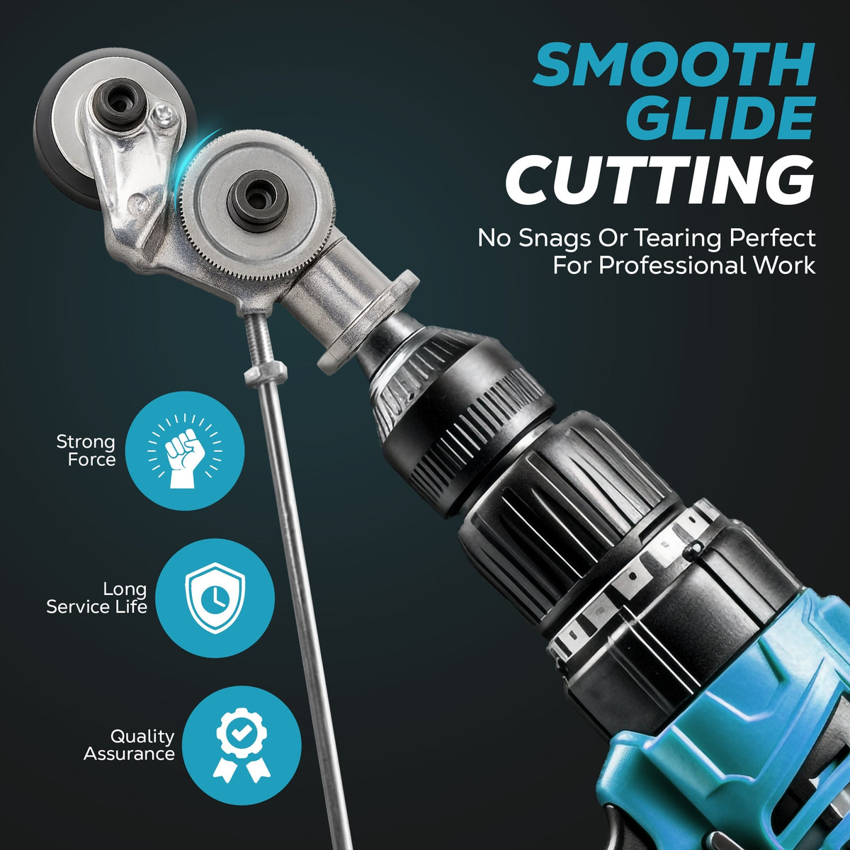Drill Metal Cutter Attachment with Dual Cutting Wheels for Sheet Tool Blade - Image 3