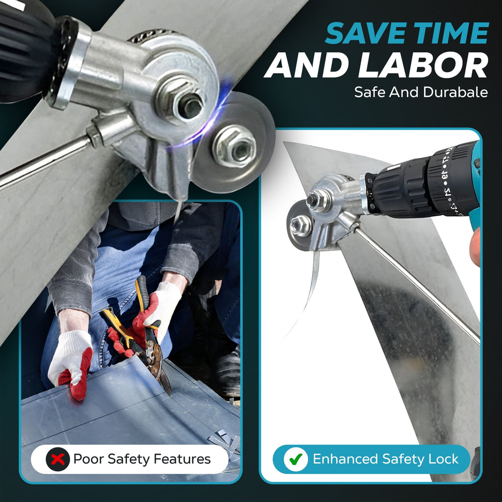 Drill Metal Cutter Attachment with Dual Cutting Wheels for Sheet Tool Blade - Image 4