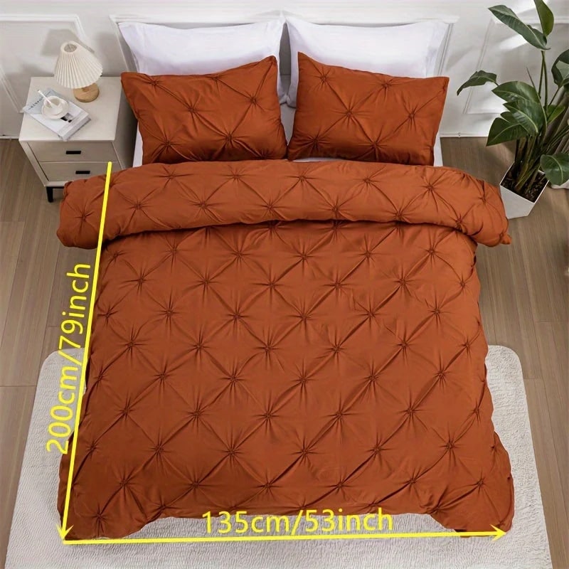 Duvet Cover King with Pintuck Pinch Pleat Design and Matching Pillow Shams California Set - Image 11