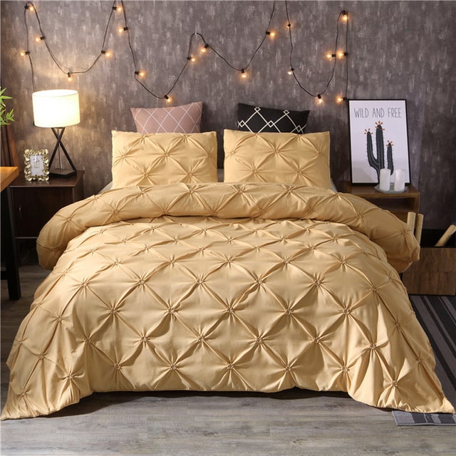Duvet Cover King with Pintuck Pinch Pleat Design and Matching Pillow Shams California Set - Image 3