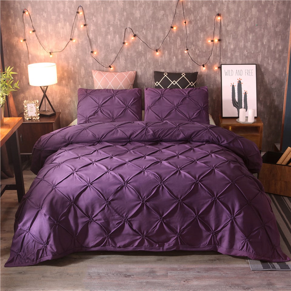 Duvet Cover King with Pintuck Pinch Pleat Design and Matching Pillow Shams California Set - Image 6