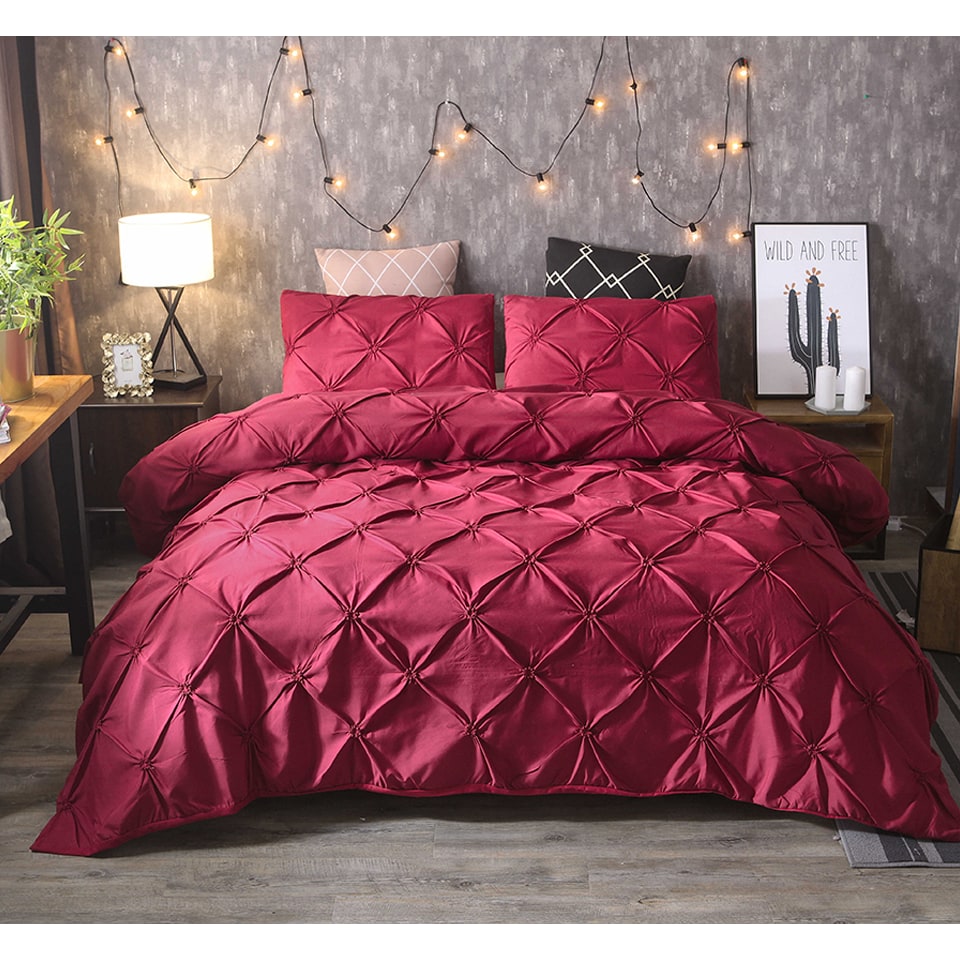 Duvet Cover King with Pintuck Pinch Pleat Design and Matching Pillow Shams California Set - Image 7