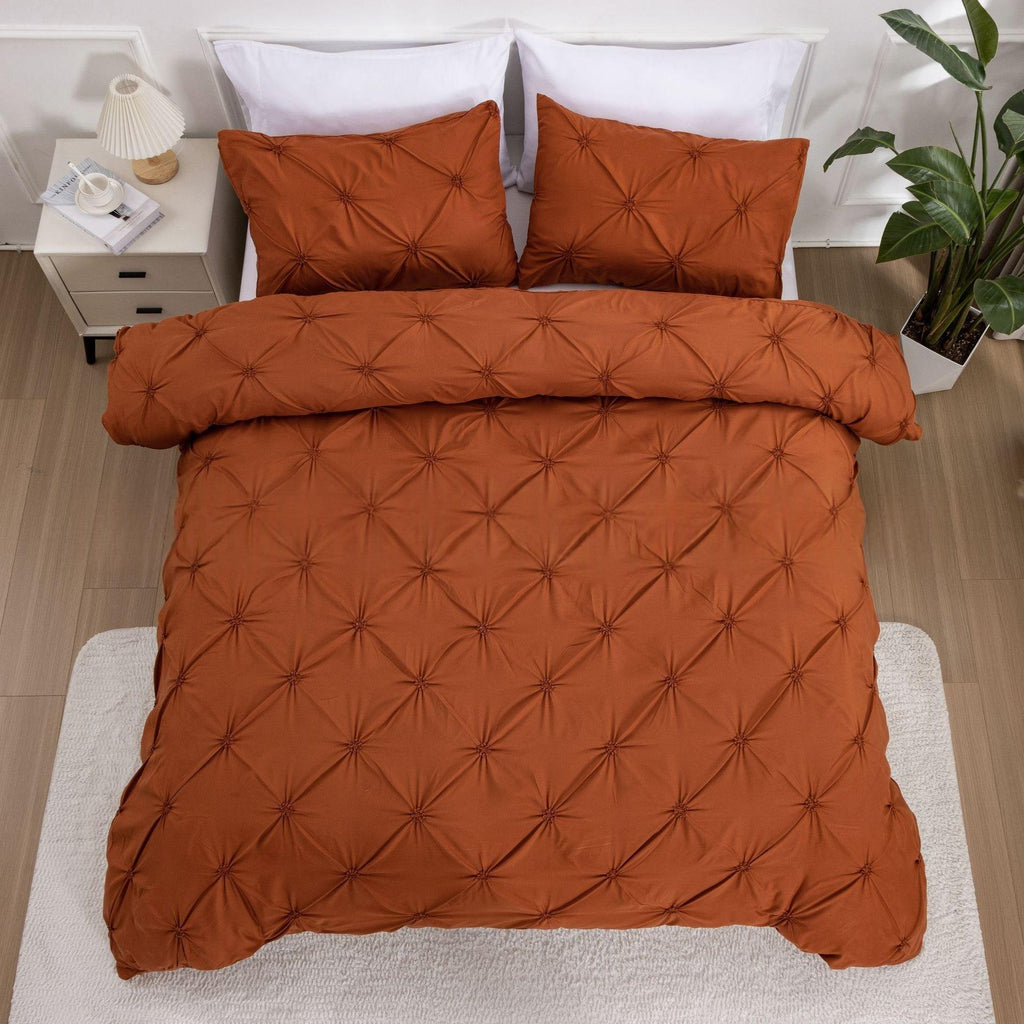 Duvet Cover King with Pintuck Pinch Pleat Design and Matching Pillow Shams California Set - Image 8