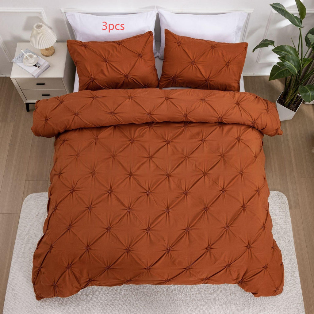 Duvet Cover King with Pintuck Pinch Pleat Design and Matching Pillow Shams California Set - Image 9