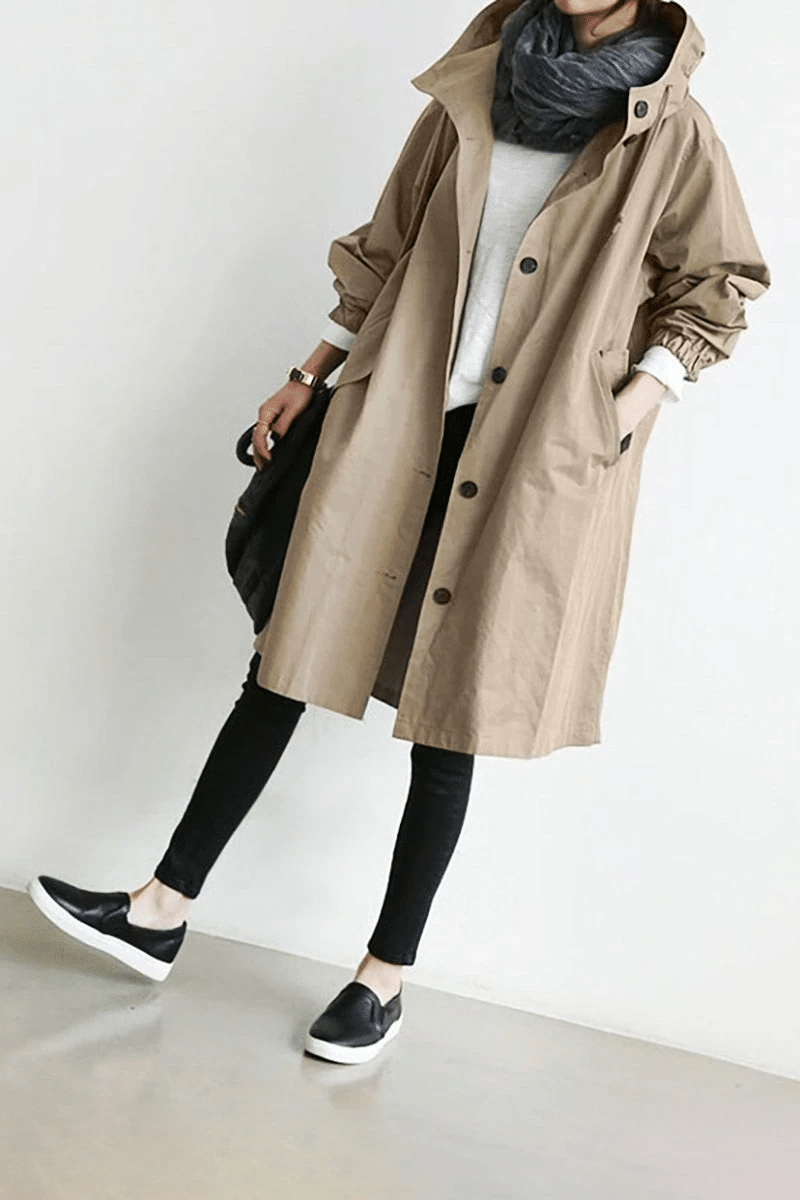 Women’s Oversized Warm Knee-Length Raincoat