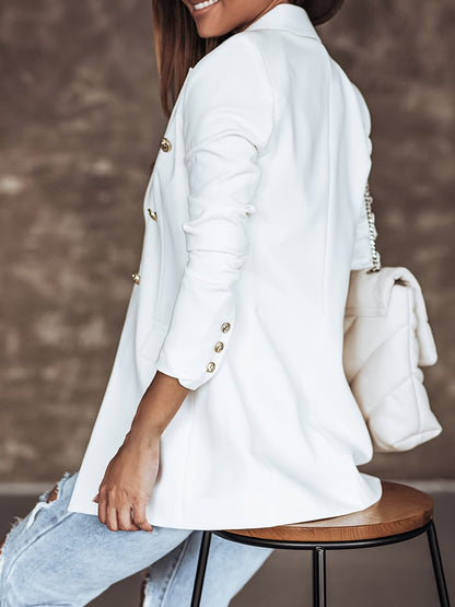 Women's Structured Blazer with Button Details for Autumn Winter Wear