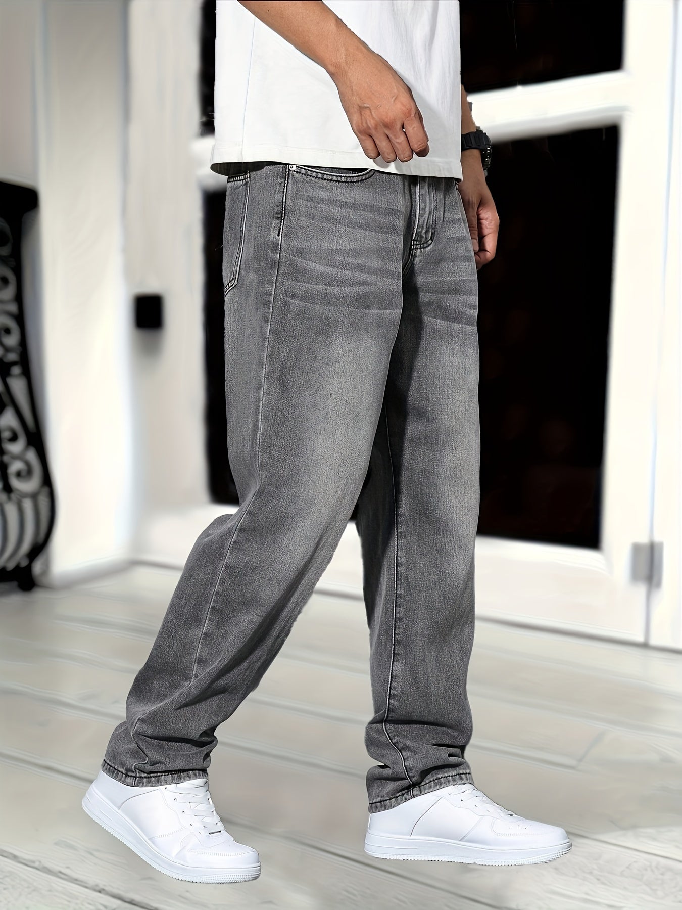 Men's Straight Leg Jeans Classic Versatile Timeless Fit Everyday Look Style