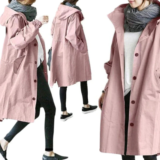 Women’s Oversized Warm Knee-Length Raincoat