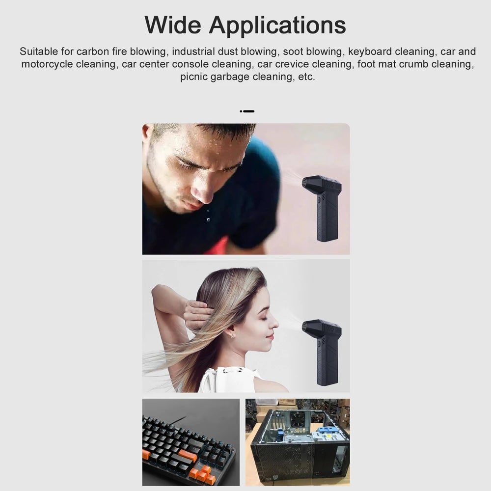 Electric Air Duster Cordless Handheld Rechargeable USB Portable Jet Fan Battery Powered Blower - Image 8