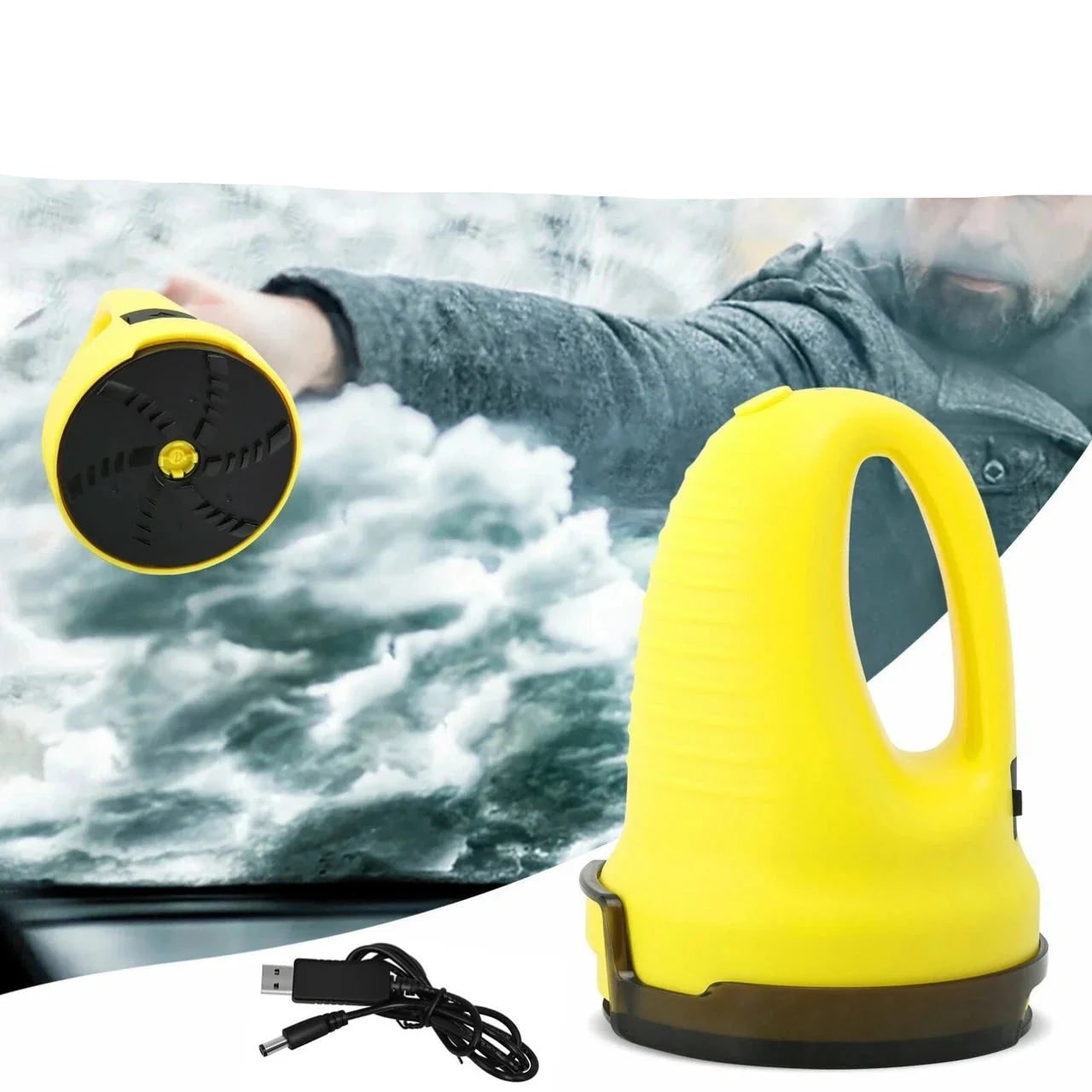 Electric Car Ice Scraper with Rotating Disc Handheld Windshield Auto Heated USB Rechargeable - Image 1