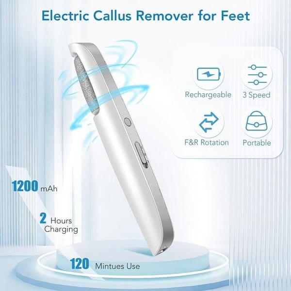 Electric Foot File and Callus Remover with Rechargeable Battery and Rotating Exfoliating Roller - Image 2