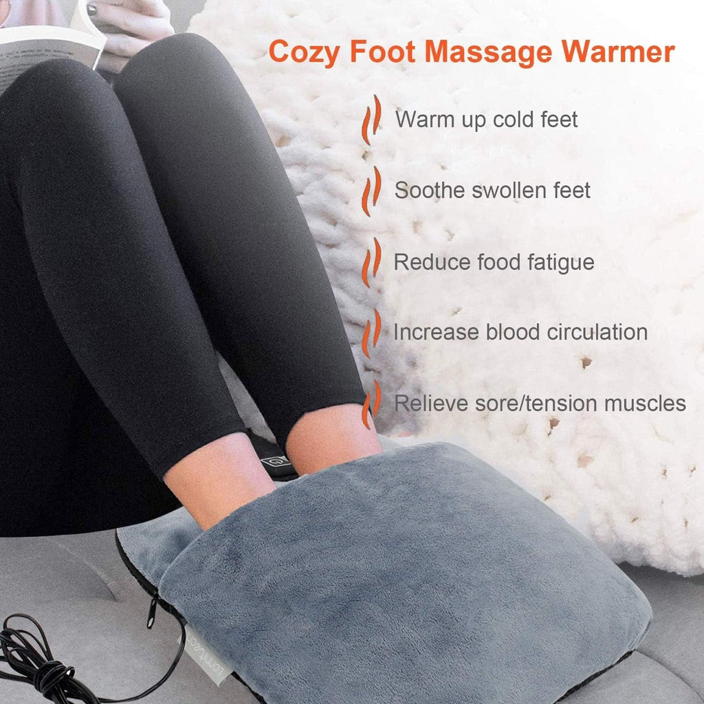 Electric Foot Massager Machine with Shiatsu Vibration Heat Settings and Plush Warmer Pouch - Image 3