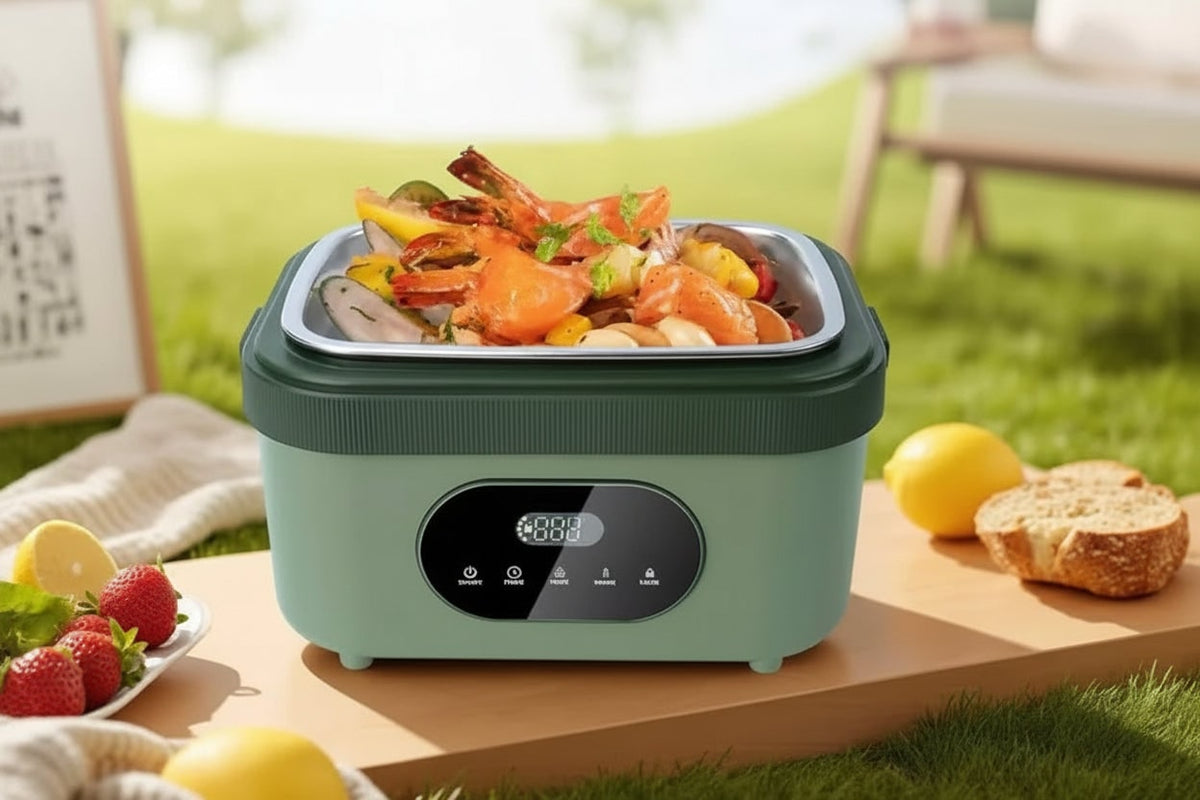 Electric Heated Lunch Box with Stainless Steel Tray Cordless Battery Powered and LED Display - Image 3