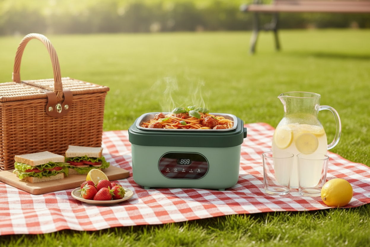 Electric Heated Lunch Box with Stainless Steel Tray Cordless Battery Powered and LED Display - Image 5