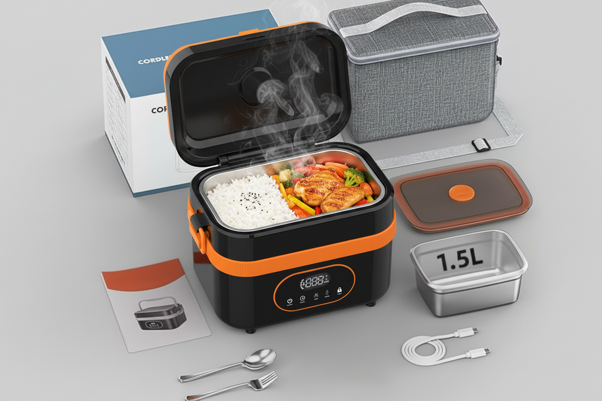 Electric Heated Lunch Box with Stainless Steel Tray Cordless Battery Powered and LED Display - Image 8