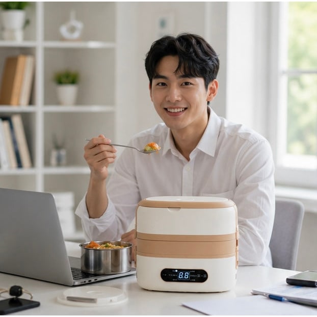 Electric Heated Stainless Steel Lunch Box with Bento Compartments and Locking Latches - Image 14