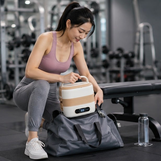 Electric Heated Stainless Steel Lunch Box with Bento Compartments and Locking Latches - Image 17