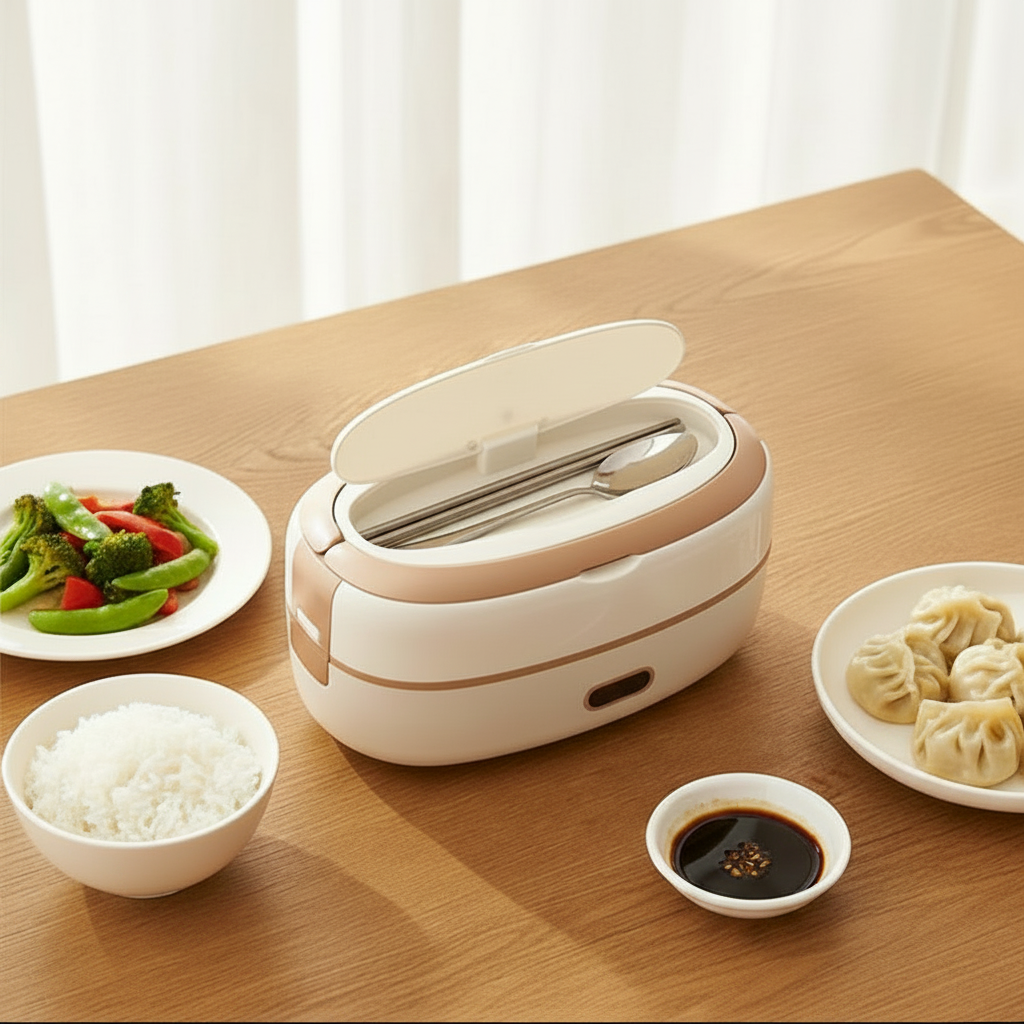Electric Heated Stainless Steel Lunch Box with Bento Compartments and Locking Latches - Image 3