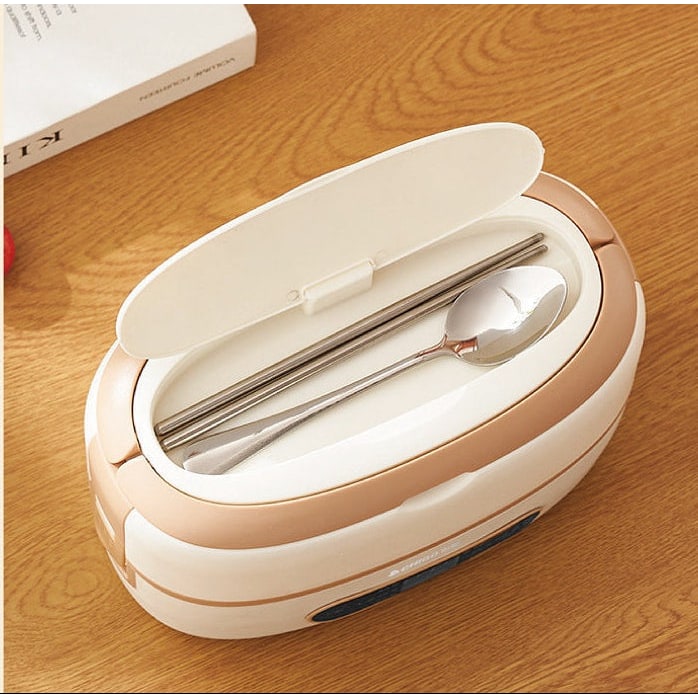 Electric Heated Stainless Steel Lunch Box with Bento Compartments and Locking Latches - Image 4