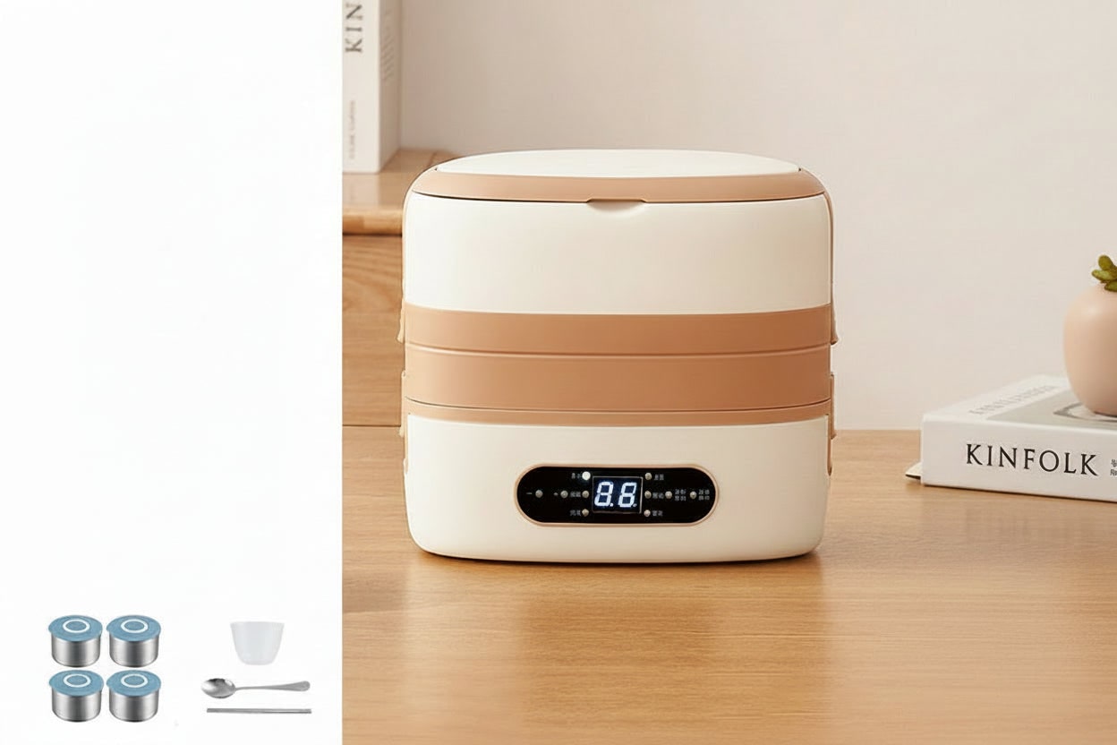 Electric Heated Stainless Steel Lunch Box with Bento Compartments and Locking Latches - Image 6