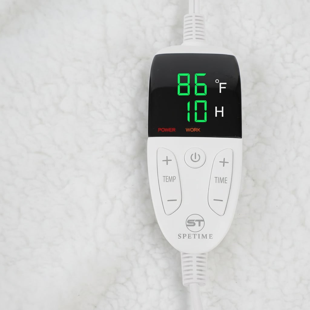 Electric Heated Wearable Blanket with Sleeves and Foot Pocket Sherpa Fleece Throw - Image 5