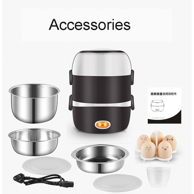 Electric Heating Lunch Box with Stainless Steel Bowls and Bento Food Steamer Heated - Image 2
