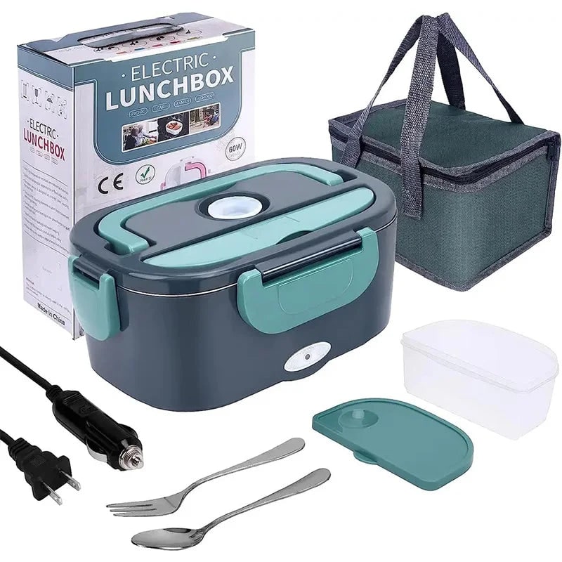 Electric Lunch Box with Stainless Steel Tray Heated Portable Food Warmer and Insulated Carrying Bag - Image 3