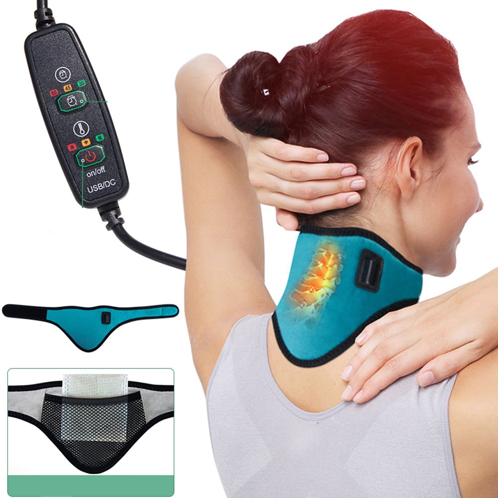 Electric Neck Heating Pad and Heated Wrap with USB Controller for Pain Relief Microwavable - Image 1