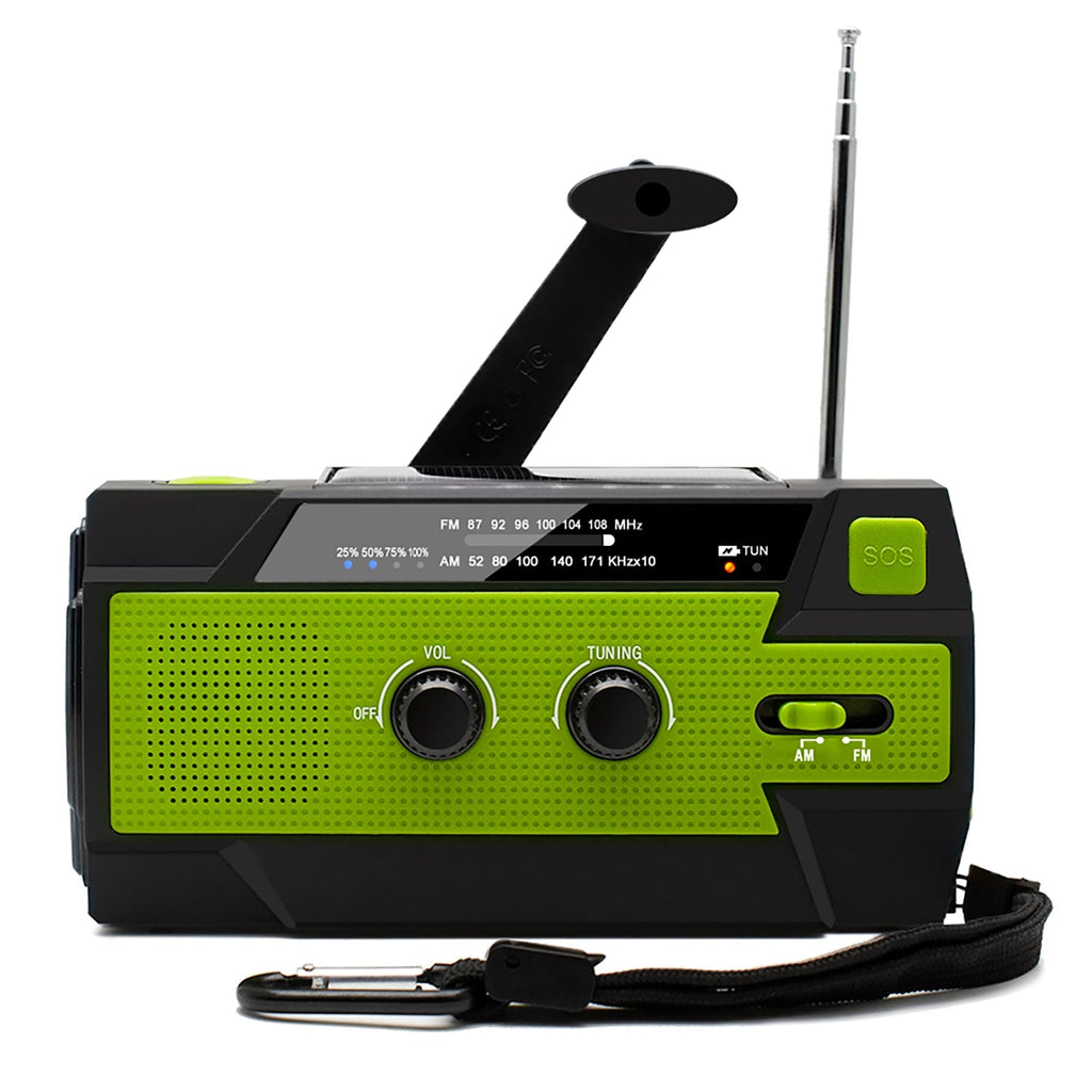 Emergency Radio Beacon with Hand Crank Solar Panel and LED Flashlight Powered - Image 2