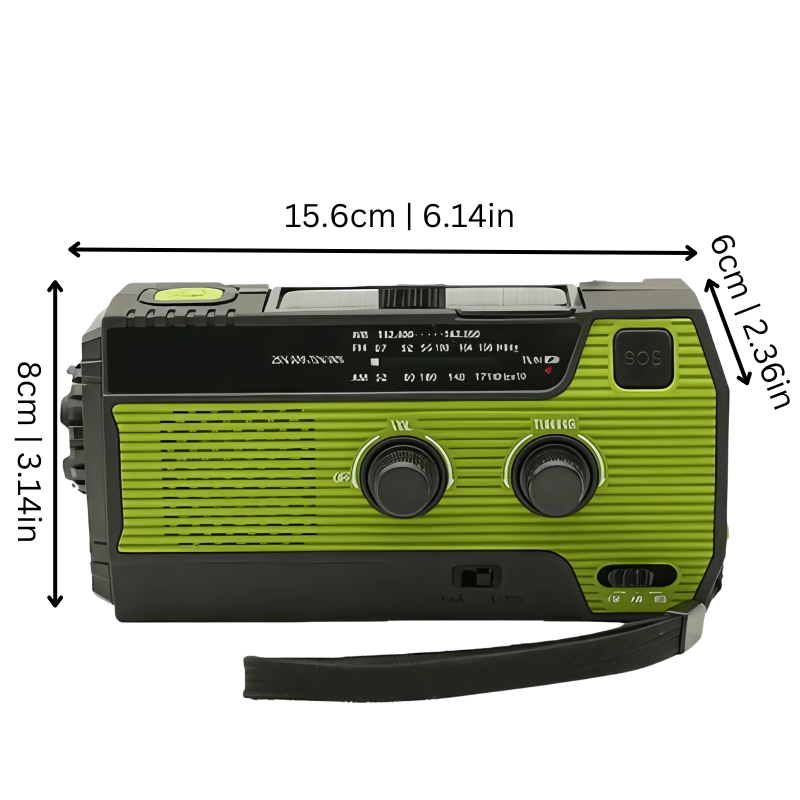 Emergency Radio with Solar Panel Hand Crank LED Flashlight and Power Bank - Image 2