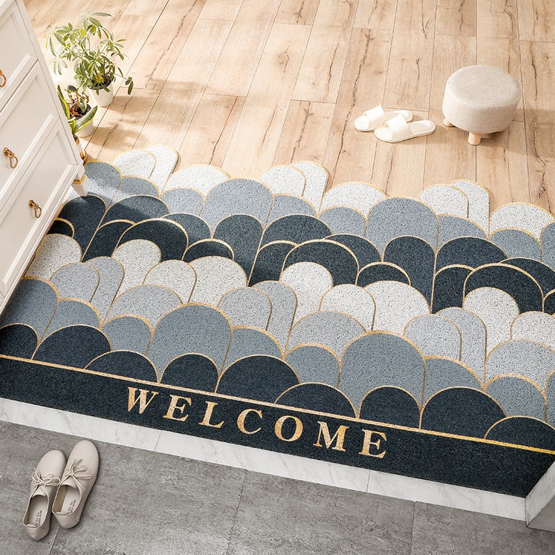 Entryway Outdoor Doormat with Low Profile Textured PVC Coil and Scalloped Edges for Welcome - Image 3