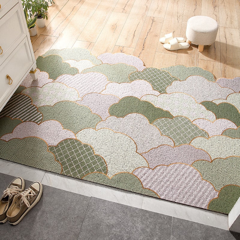 Entryway Outdoor Doormat with Low Profile Textured PVC Coil and Scalloped Edges for Welcome - Image 4