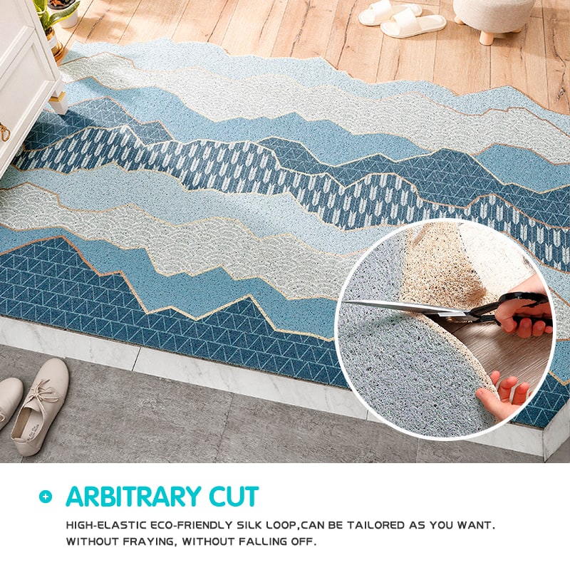 Entryway Outdoor Doormat with Low Profile Textured PVC Coil and Scalloped Edges for Welcome - Image 6