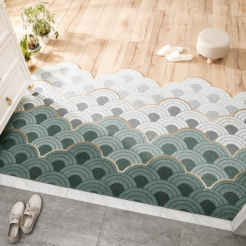 Entryway Outdoor Doormat with Low Profile Textured PVC Coil and Scalloped Edges for Welcome - Image 9