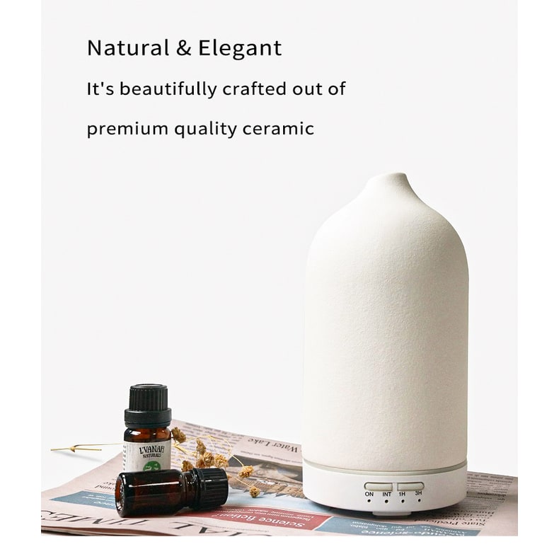 Essential Oil Diffuser with Aroma Humidifier Ceramic Ultrasonic Mist 100ml Capacity and Timer - Image 6