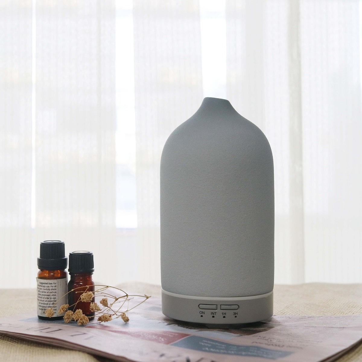 Essential Oil Diffuser with Aroma Humidifier Ceramic Ultrasonic Mist 100ml Capacity and Timer - Image 9