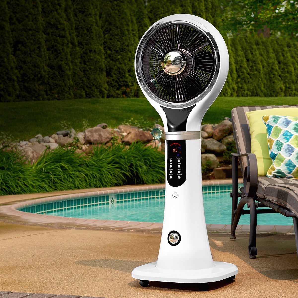 Evaporative Cooler Portable Misting Fan Pedestal Oscillating White LED Display - Image 10