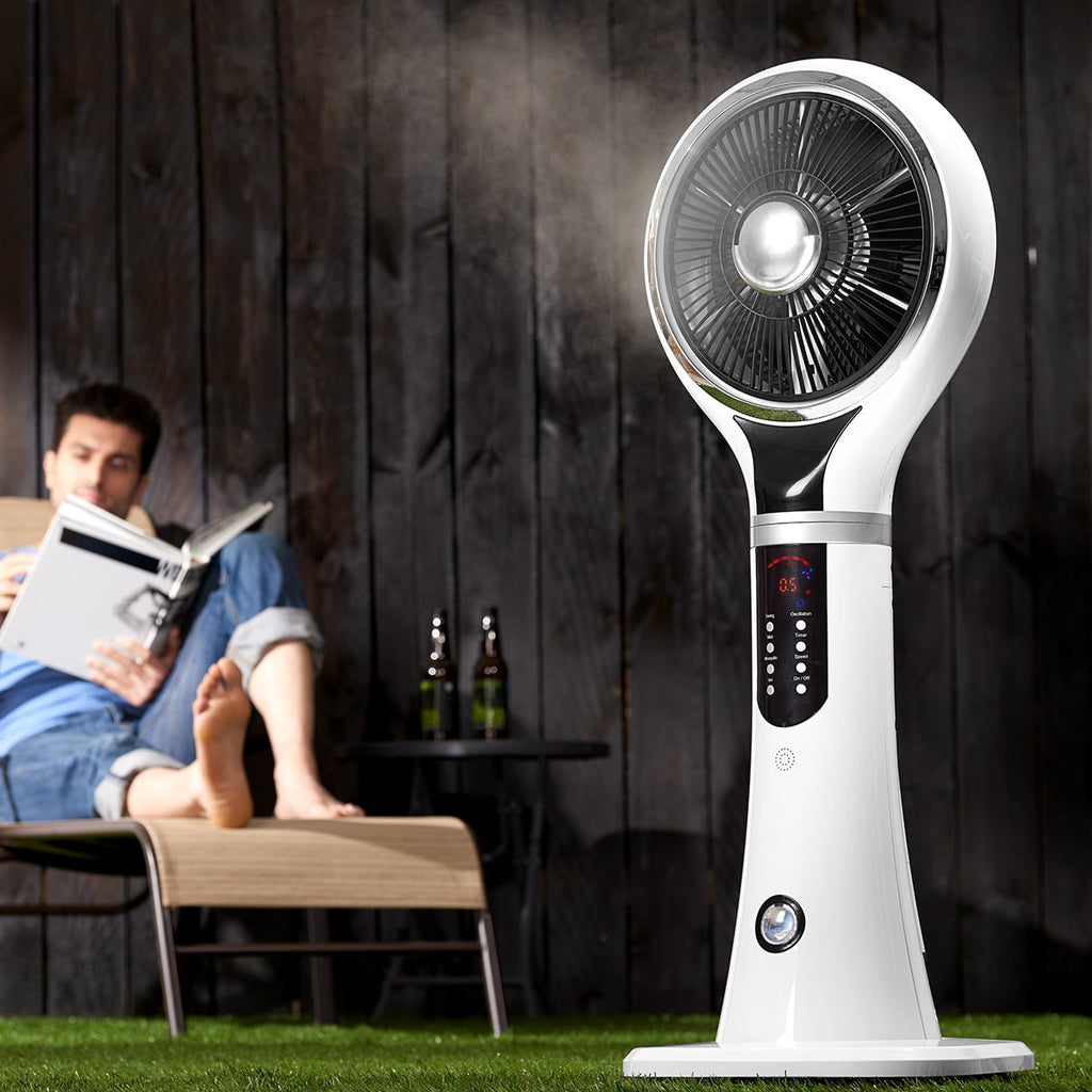 Evaporative Cooler Portable Misting Fan Pedestal Oscillating White LED Display - Image 3