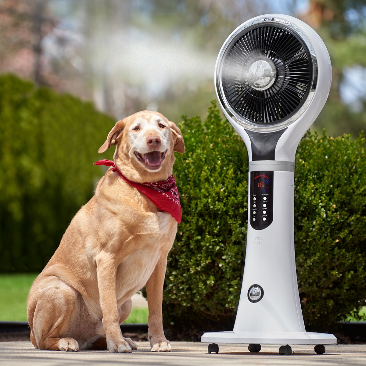 Evaporative Cooler Portable Misting Fan Pedestal Oscillating White LED Display - Image 6
