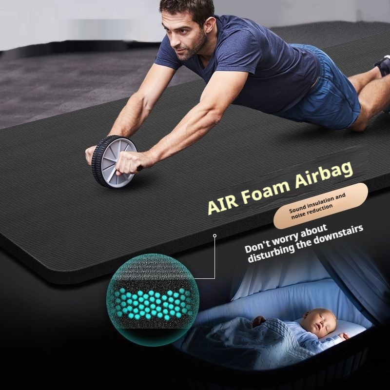 Exercise Mat and Bikram Yoga with Non Slip Ribbed Surface and Thick Cushioning Foam - Image 7