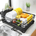 Expandable Dish Drying Rack with Integrated Drip Tray and Over Sink Extension - Image 1