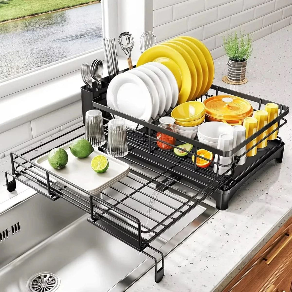 Expandable Dish Drying Rack with Integrated Drip Tray and Over Sink Extension - Image 5
