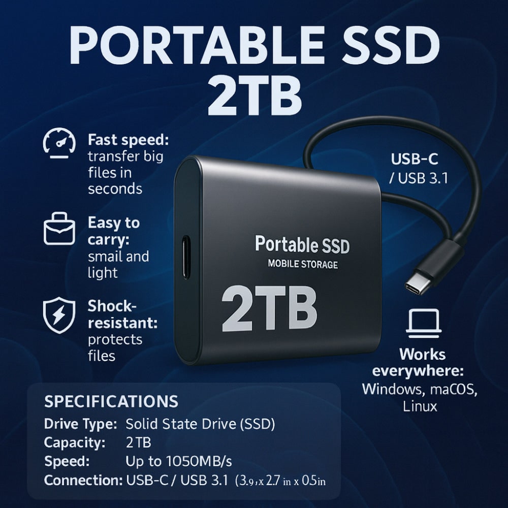 External Ssd 1tb Portable Solid State Drive with Usb-C for Laptop and PC - Image 11