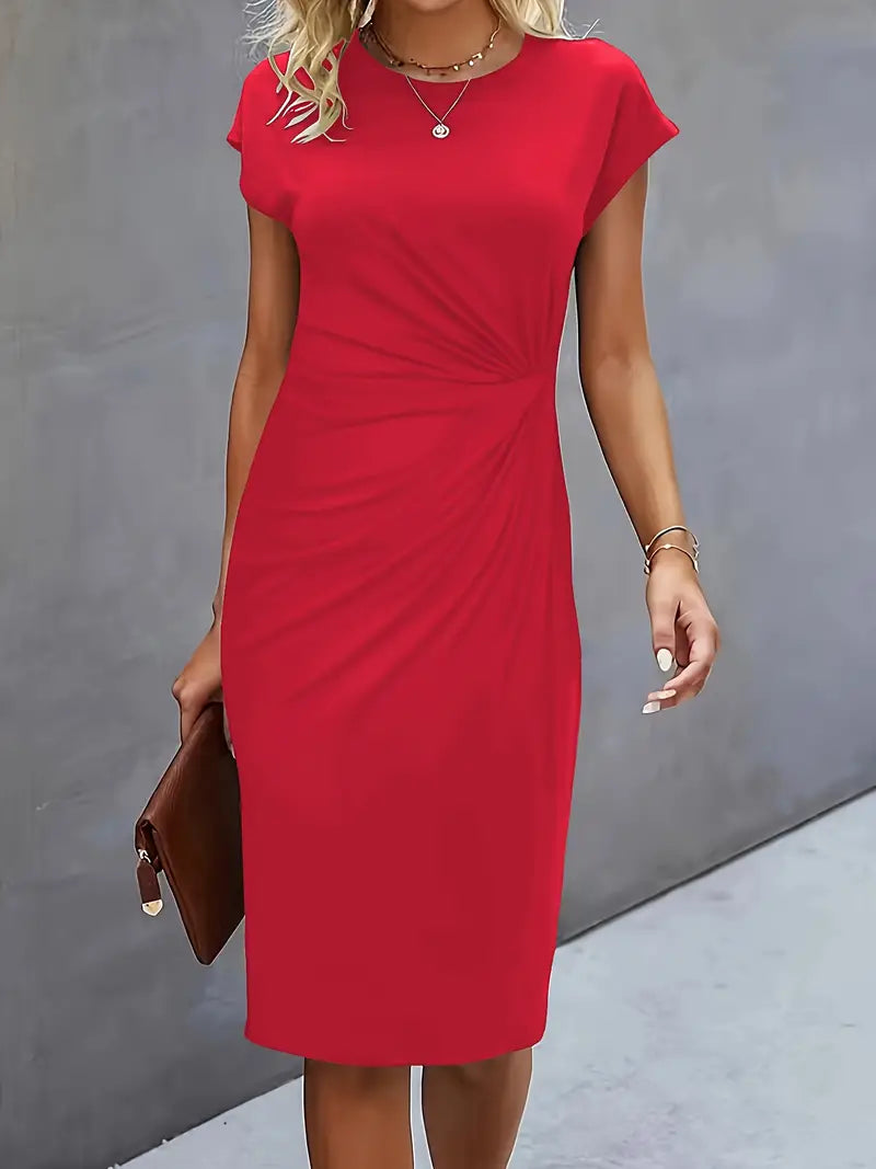 Women’s Scoop Neck Midi Dress Elegant Everyday Classic