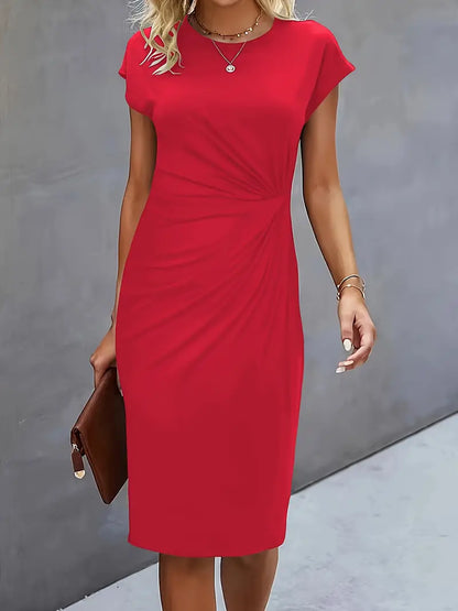 Women’s Scoop Neck Midi Dress Elegant Everyday Classic